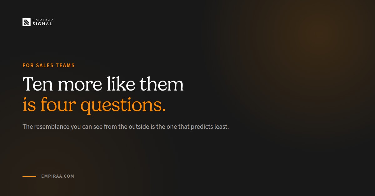 Finding prospects that resemble an existing best customer, and what the resemblance should be measured on
