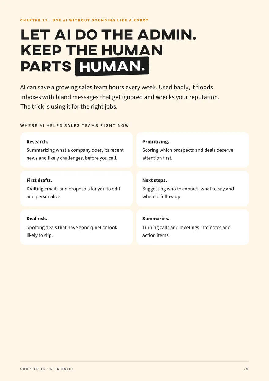 Page 30 of Grow Your Sales in 2027: using AI for the admin without sounding like a robot